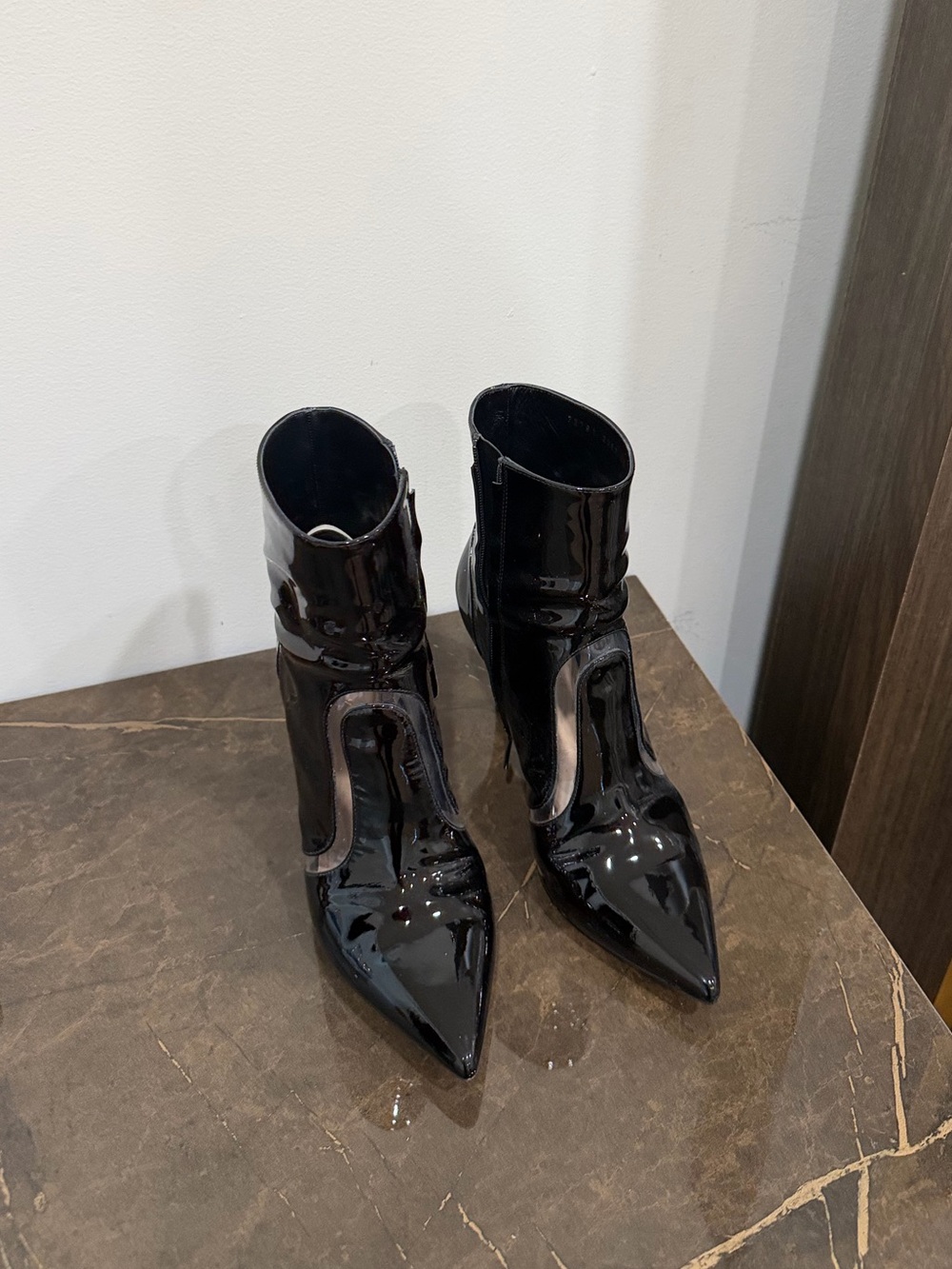 Gianvito Rossi Black Patent Pointed Ankle Boots